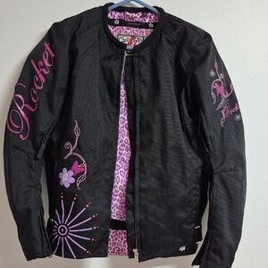 Joe Rocket Black Jacket with Pink Accents & Leopard Lining